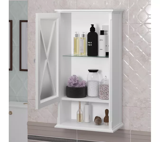 Шкаф Opadiris Палермо 46 подвесной, одностворчатый, цвет белый матовый, левый/правый, Выбрать цвет: Белый матовый, Ориентация: левая, изображение 3