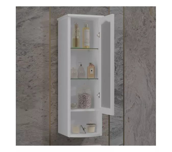 Шкаф Opadiris Риспекто подвесной, одностворчатый, белый матовый, левый/правый, с матовым стеклом, Выбрать цвет: Белый матовый, Ориентация: левая, изображение 3