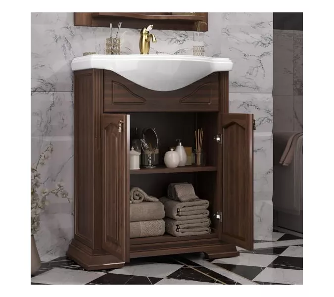 Тумба напольная с раковиной Opadiris Риспекто , цвет орех антикварный, Выбрать цвет: Орех антикварный, Выбрать размер: 65, изображение 3