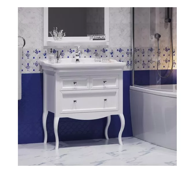 Тумба напольная с раковиной Opadiris Валери, цвет белый, Выбрать цвет: Белый, Выбрать размер: 85, изображение 2