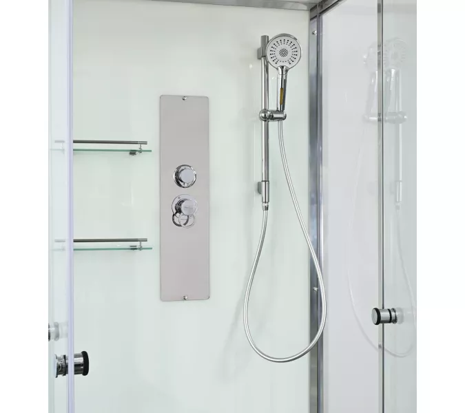 Душевая кабина AvaCan V2080/2090/2010 прозрачное/низкий, Цвет стекла: прозрачное, Цвет профиля: Хром, Выбрать размер: 80х80, Внешний вид: без гидромассажа, Наличие крыши: нет, изображение 3