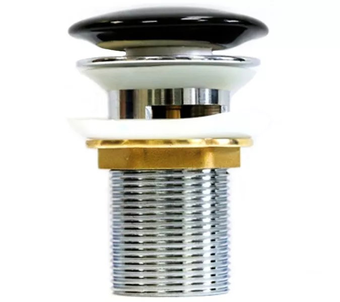 Донный клапан для раковины CeramaLux RD026 керамический черный матовый с переливом, изображение 2