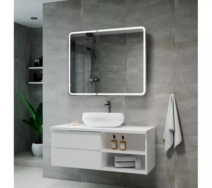 Зеркало-шкаф ACWEN "Elliott LED" 100х80 с датчиком движения, розеткой