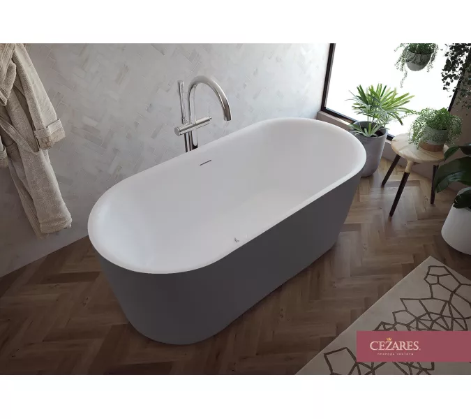 Акриловая ванна CEZARES METAURO-INT-Central-180-80-60-G-W-MATT, Выбрать цвет: Серый матовый, Выбрать размер: 180х80, изображение 3