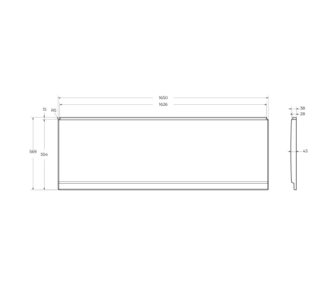 Передняя панель для акриловой ванны с комплектом крепежа для установки на каркасе ECO-165-F-SCR-W37, изображение 2