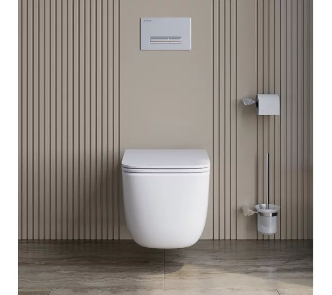 Унитаз подвесной безободковый с сиденьем BelBagno UNO 2.1 BB7006CHR/SC, изображение 13