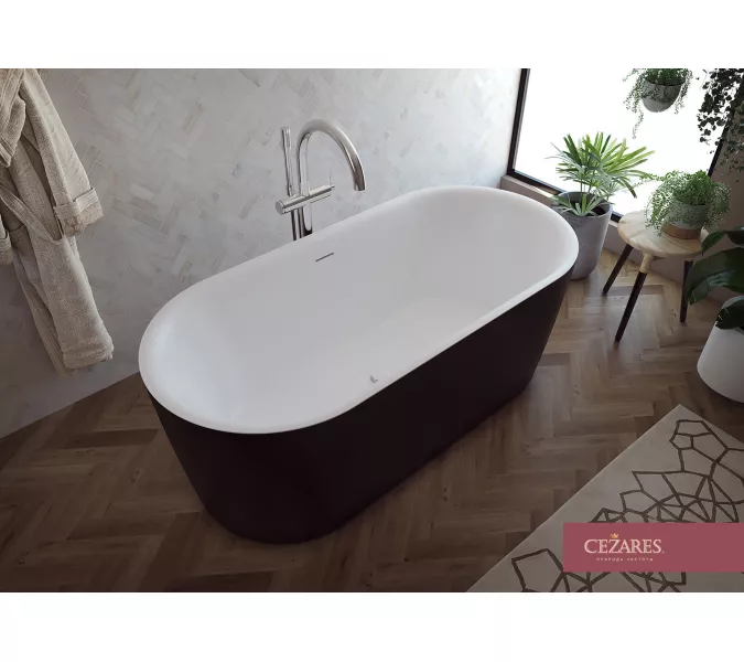 Акриловая ванна CEZARES METAURO-INT-Central-180-80-60-B-W-MATT, Выбрать цвет: Черный матовый, Выбрать размер: 180х80, изображение 3