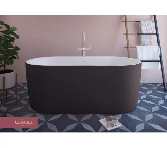 Акриловая ванна CEZARES METAURO-INT-Central-180-80-60-B-W-MATT, Выбрать цвет: Черный матовый, Выбрать размер: 180х80, изображение 2