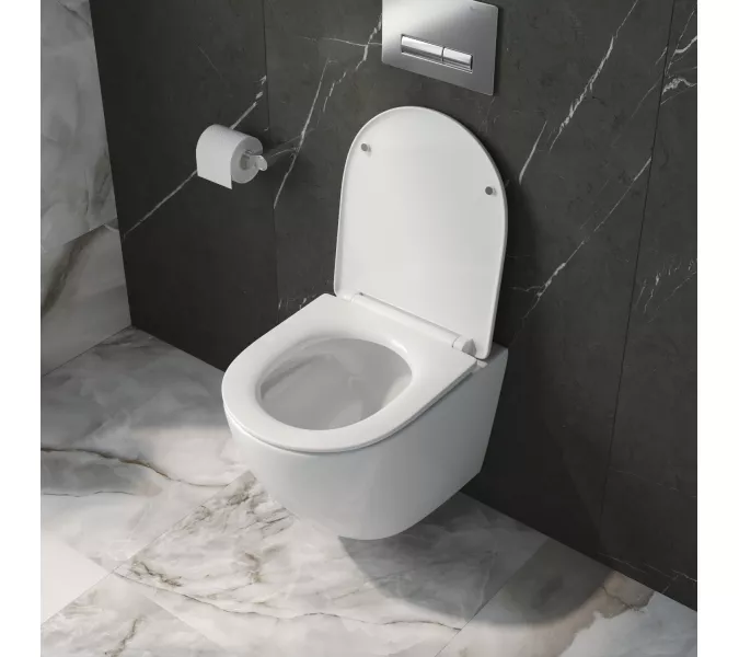 Унитаз подвесной безободковый с сиденьем и смывом TORNADO BelBagno UNO-TOR BB5177CH-TOR/SC, изображение 12