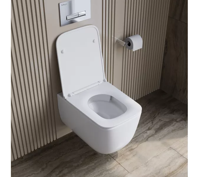 Унитаз подвесной безободковый с сиденьем BelBagno UNO 2.1 BB7006CHR/SC, изображение 12