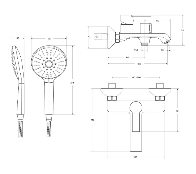 Смеситель для ванны BelBagno Aurora AURORA-VASM-CRM Хром, изображение 10