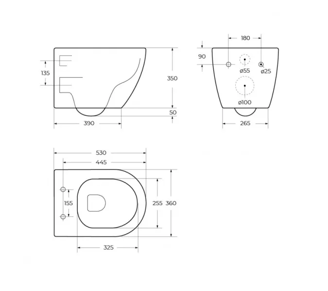 Унитаз подвесной Cezares безободковый с сиденьем и смывом TORNADO STREAM, изображение 10