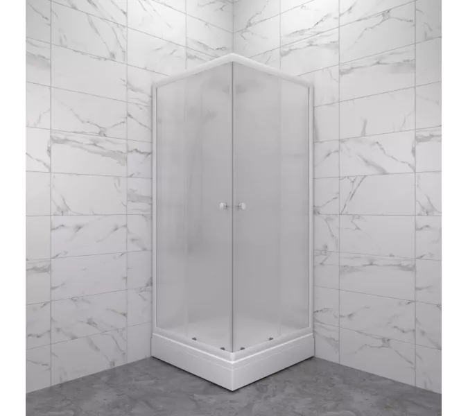 Душевое ограждение Triton ВЕЛЬВЕТ-К, А низкий поддон/матовое стекло, Цвет стекла: матовое, Цвет профиля: Белый, Тип поддона: Низкий, Выбрать размер: 80х80