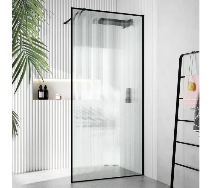 Душевая перегородка Ceruttispa STRIP T90/T120 без поддона, Цвет профиля: Черный, Выбрать размер: 90х80-120
