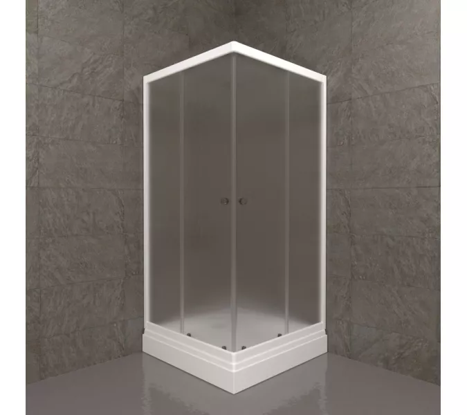 Душевое ограждение Triton ВЕЛЬВЕТ-К, А низкий поддон/матовое стекло, Цвет стекла: матовое, Цвет профиля: Белый, Тип поддона: Низкий, Выбрать размер: 80х80, изображение 3