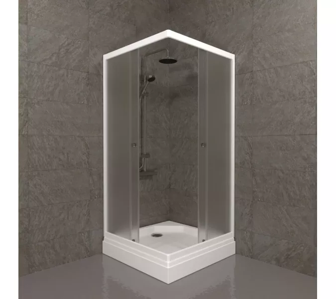 Душевое ограждение Triton ВЕЛЬВЕТ-К, А низкий поддон/матовое стекло, Цвет стекла: матовое, Цвет профиля: Белый, Тип поддона: Низкий, Выбрать размер: 80х80, изображение 4