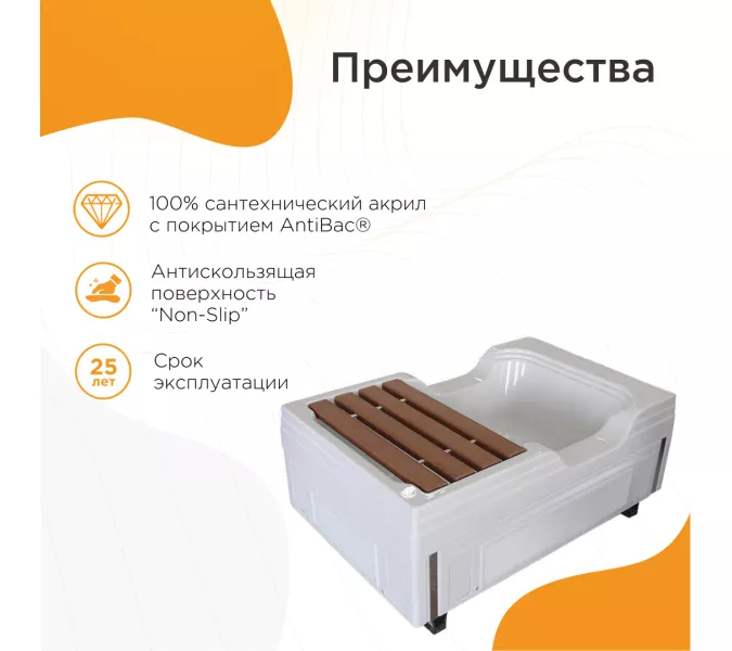 Ванна акриловая  для омовения Radomir ТАХАРАТ 120х80, изображение 2