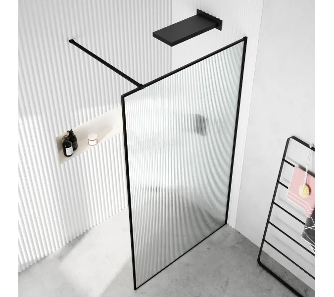 Душевая перегородка Ceruttispa STRIP T90/T120 без поддона, Цвет профиля: Черный, Выбрать размер: 90х80-120, изображение 2