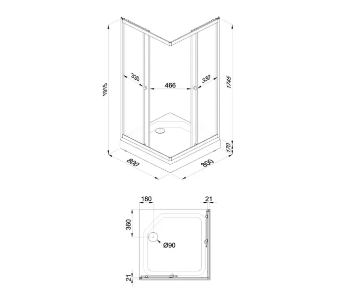 Душевое ограждение Triton ВЕЛЬВЕТ-К, А низкий поддон/матовое стекло, Цвет стекла: матовое, Цвет профиля: Белый, Тип поддона: Низкий, Выбрать размер: 80х80, изображение 10