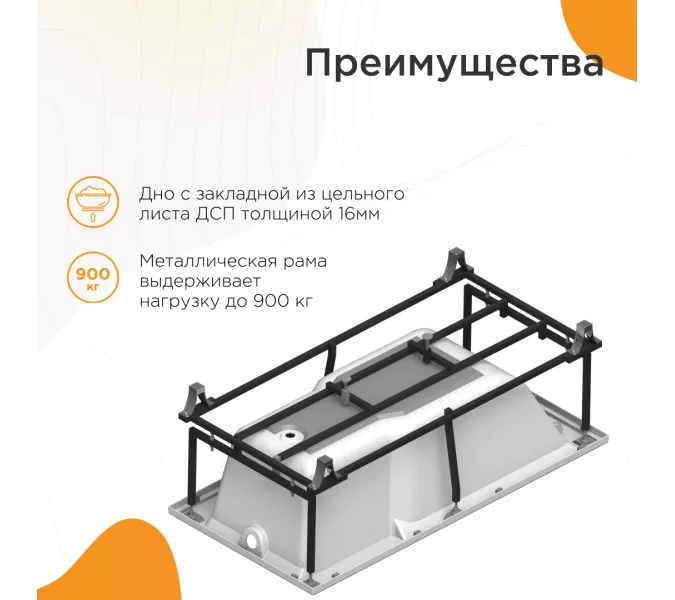 Ванна акриловая Radomir Fra Grande Русильон 180х90 хром, Выбрать цвет: Хром, изображение 4