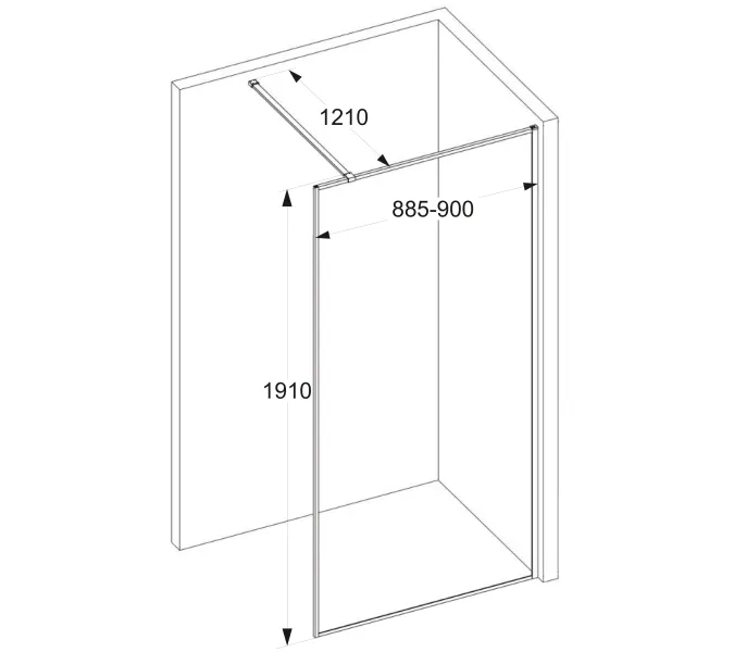 Душевая перегородка Ceruttispa STRIP T90/T120 без поддона, Цвет профиля: Черный, Выбрать размер: 90х80-120, изображение 4