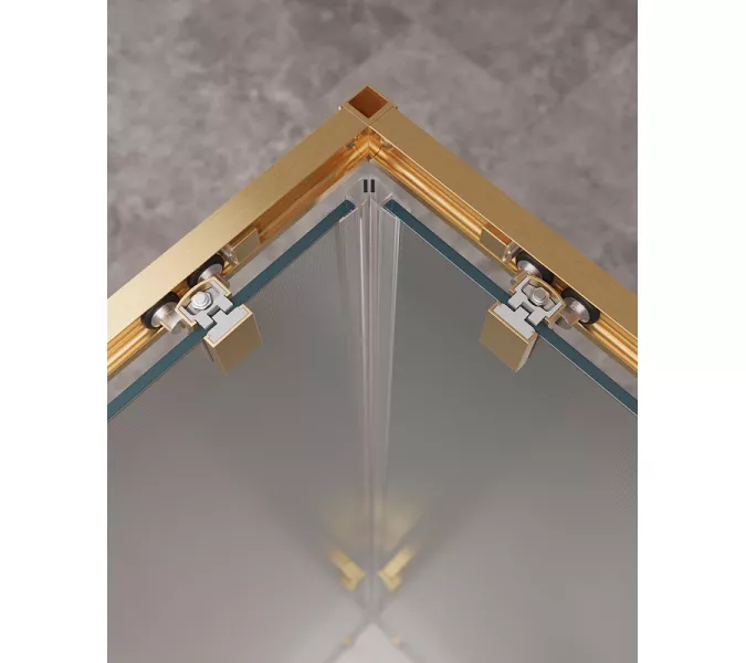 Душевой уголок Cezares Molveno 90x90 MOLVENO-A-2-90-P-BORO профиль Брашированное золото стекло рифленое, изображение 5