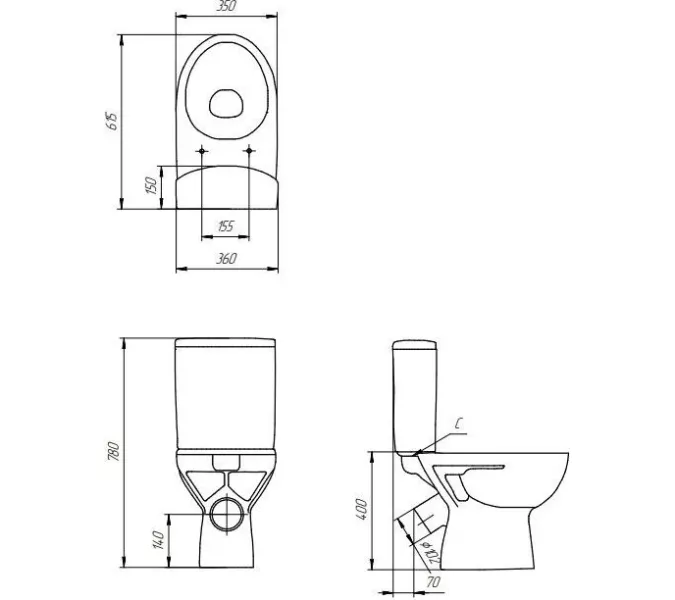 Унитаз Cersanit Yalla Clean On 011 3/6 DPL EO безободковый, изображение 5