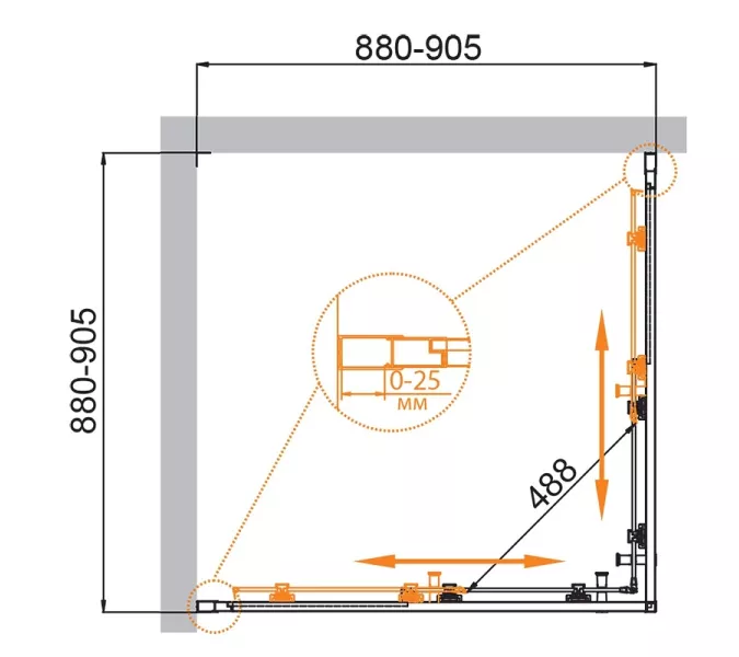 Душевой уголок Cezares Molveno 90x90 MOLVENO-A-2-90-P-BORO профиль Брашированное золото стекло рифленое, изображение 9