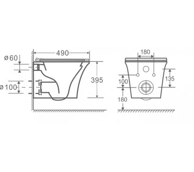 Унитаз подвесной CeramaLux 2622E безободковый, изображение 9