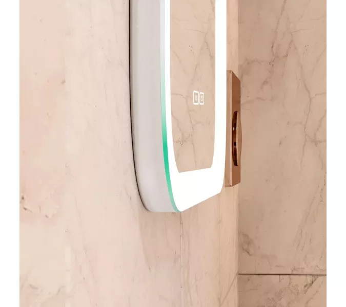 Зеркало ACWEN "Glamour Led" 80х90 часы, Тип: Сенсорное зеркало с часами, изображение 5