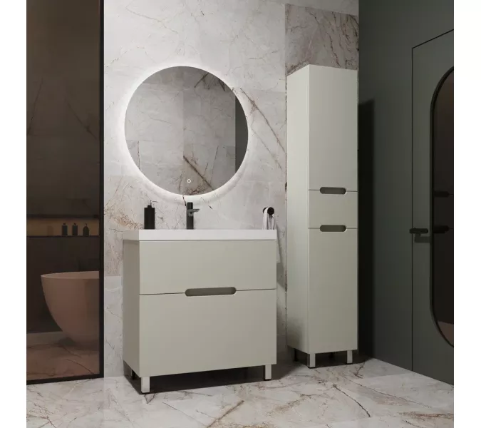 Тумба напольная Style line "Матис " с раковиной ASTI (2 ящика), ОЛИВА, ЭМАЛЬ, Выбрать цвет: Олива, Выбрать размер: 60, Внешний вид: с белой раковиной, изображение 5