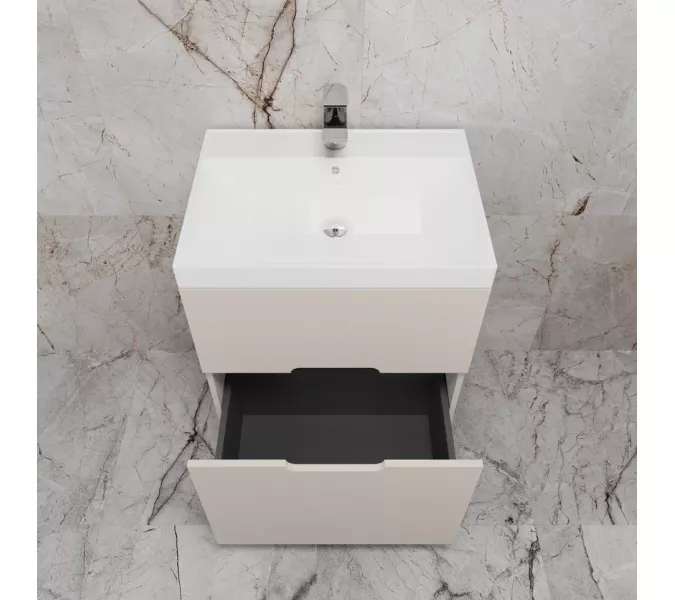 Тумба напольная Style line "Матис " с раковиной ASTI  (2 ящика), КРЕМ, ЭМАЛЬ, Выбрать цвет: Крем, Выбрать размер: 60, Внешний вид: с белой раковиной, изображение 4