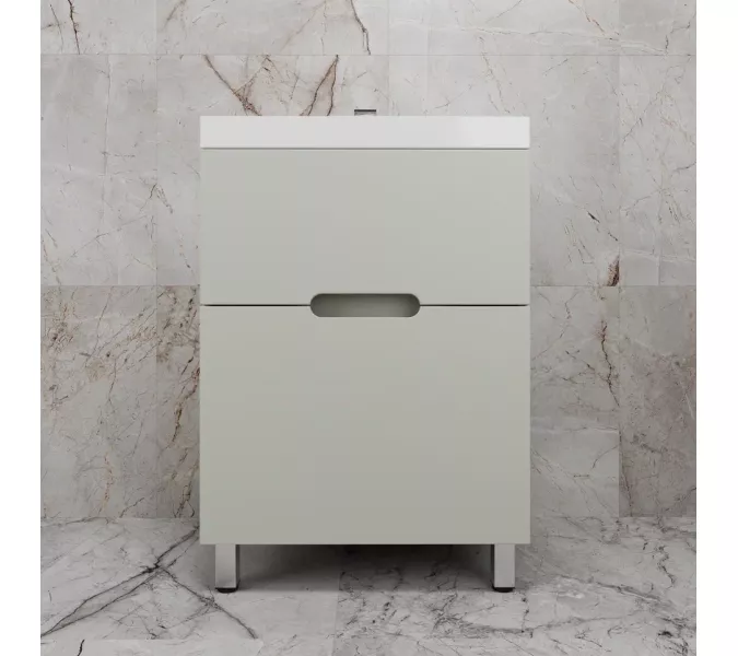 Тумба напольная Style line "Матис " с раковиной ASTI (2 ящика), ОЛИВА, ЭМАЛЬ, Выбрать цвет: Олива, Выбрать размер: 60, Внешний вид: с белой раковиной