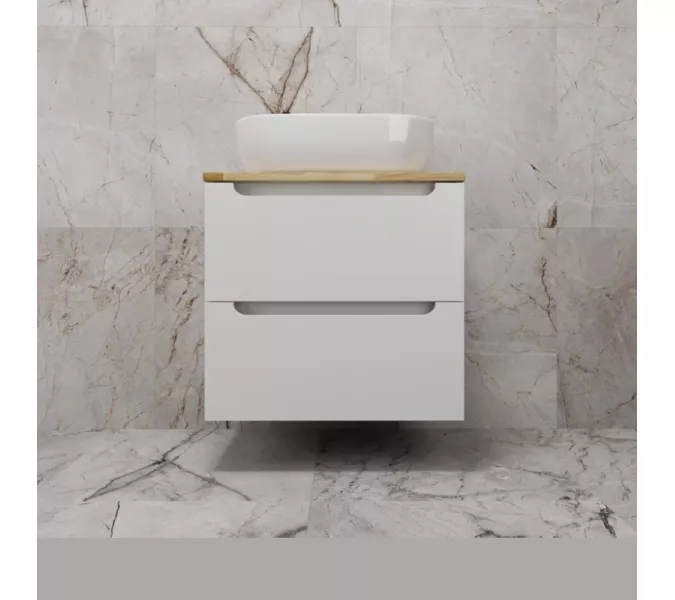 Тумба подвесная "Бали " 2 ящика со столешницей БЕЛЫЙ СОФТ, Выбрать размер: 60