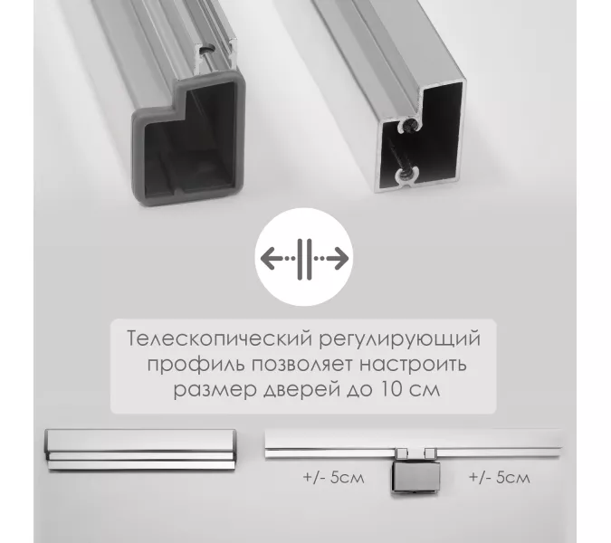 Душевая дверь WasserKRAFT Berkel телескоп. профиль, Выбрать размер: 80, изображение 5