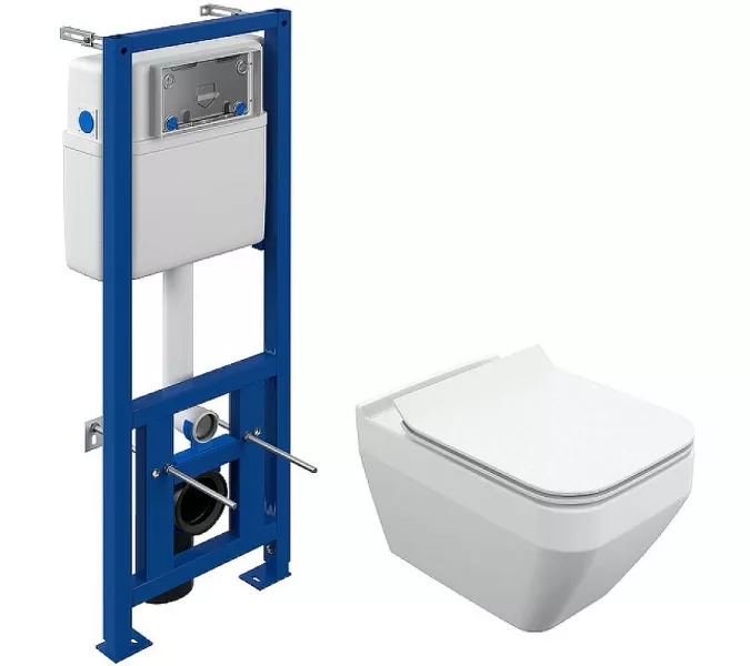 Комплект унитаза с инсталляцией Cersanit Crea Square CO DPL EO slim 63997 с сиденьем Микролифт, изображение 2