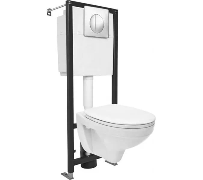 Комплект Cersanit DELFI TPL инсталляция BLACK кнопка  хром глянцевый, изображение 2