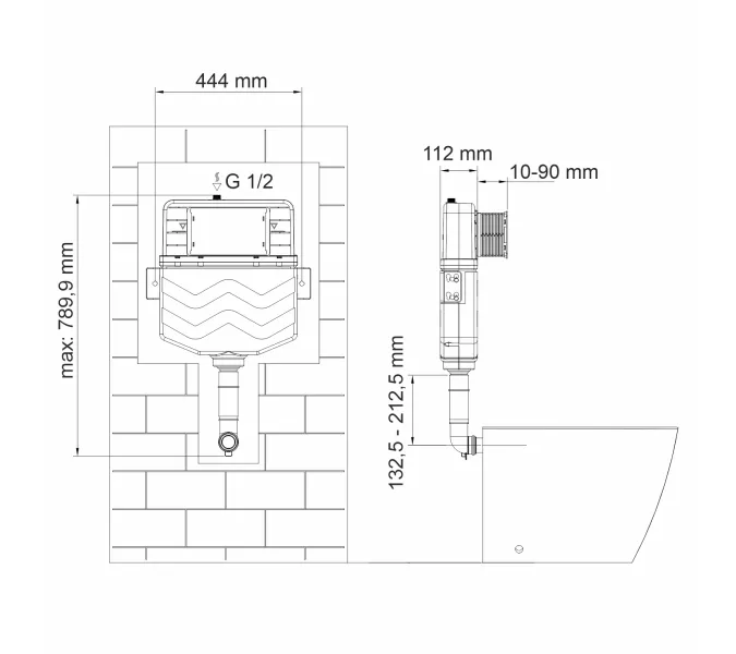 Встраиваемый смывной бачок WasserKRAFT Aller 10TLT.031.ME без кнопки/с кнопкой для приставного унитаза, Внешний вид: Без кнопки, изображение 7