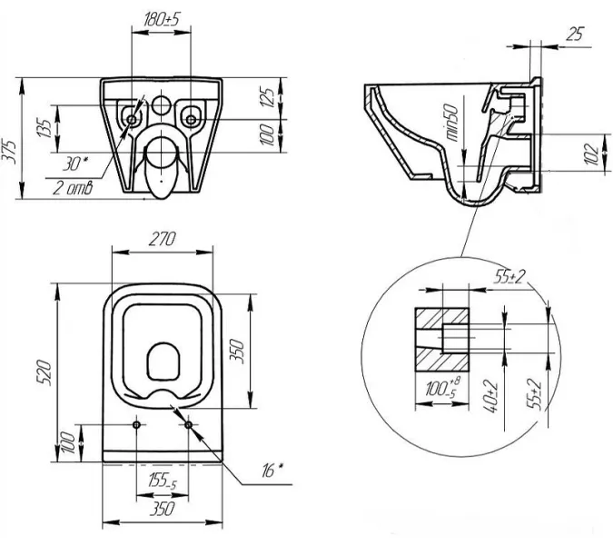 Комплект унитаза с инсталляцией Cersanit Crea Square CO DPL EO slim 63997 с сиденьем Микролифт, изображение 8