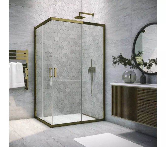 Душевой уголок Vegas Glass ZA-F Tur Novo 100*80 05 01 профиль бронза, стекло прозрачное