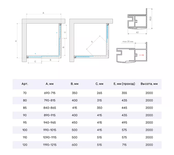 Душевой уголок Vegas Glass Za Novo ZA NOVO 90 02М 10 профиль черный матовый, стекло сатин матовое, изображение 4