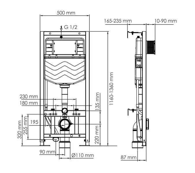Система инсталляции для унитазов WasserKRAFT Aller 10TLT.010.ME с кнопкой/без кнопки, Внешний вид: Без кнопки, изображение 7