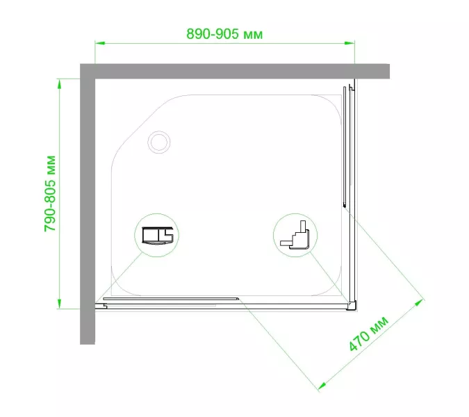 Душевой уголок Royal Bath RB HPD-T-CH 90х80х200 (прозрачное), изображение 5