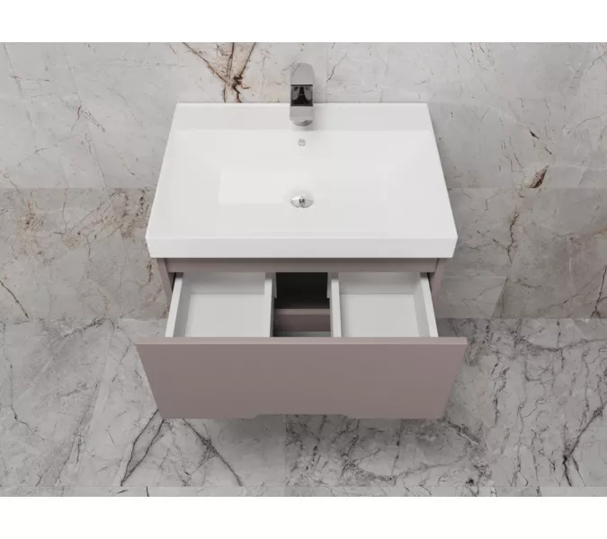 Тумба подвесная Style Line  "Матис", с раковиной Classic , (2 ящика), тауп темный, эмаль, Выбрать цвет: Тауп темный, Выбрать размер: 60, изображение 4