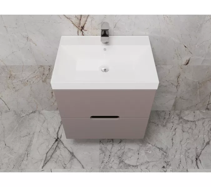 Тумба подвесная Style Line  "Матис", с раковиной Classic , (2 ящика), тауп темный, эмаль, Выбрать цвет: Тауп темный, Выбрать размер: 60, изображение 3