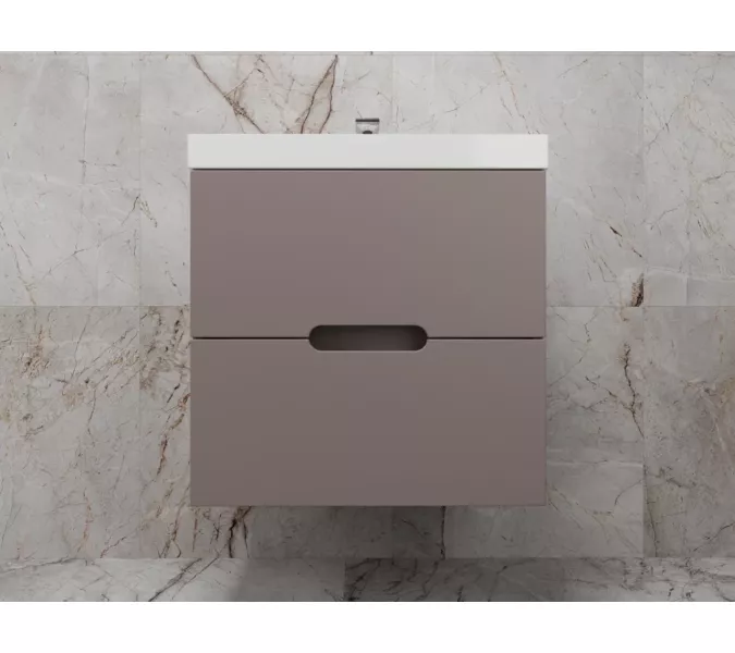 Тумба подвесная Style Line  "Матис", с раковиной Classic , (2 ящика), тауп темный, эмаль, Выбрать цвет: Тауп темный, Выбрать размер: 60