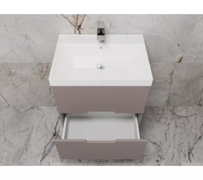 Тумба подвесная Style Line  "Матис", с раковиной Classic , (2 ящика), тауп темный, эмаль, Выбрать цвет: Тауп темный, Выбрать размер: 60, изображение 5