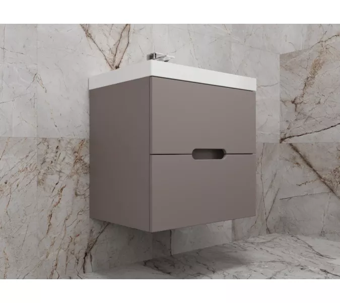 Тумба подвесная Style Line  "Матис", с раковиной Classic , (2 ящика), тауп темный, эмаль, Выбрать цвет: Тауп темный, Выбрать размер: 60, изображение 2