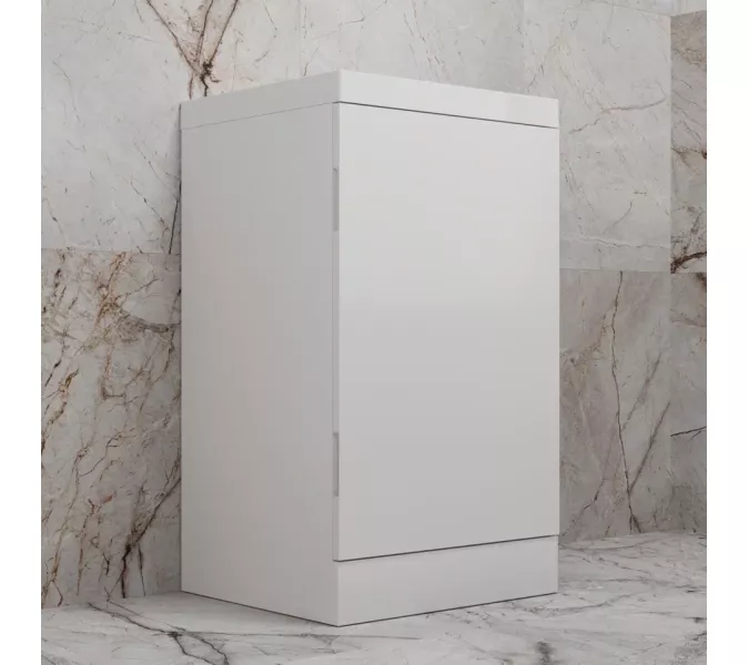 Тумба напольная "МОНО 50" с раковиной ASTI 50, белый глянец, Выбрать цвет: Белый глянец, Внешний вид: с белой раковиной, изображение 2