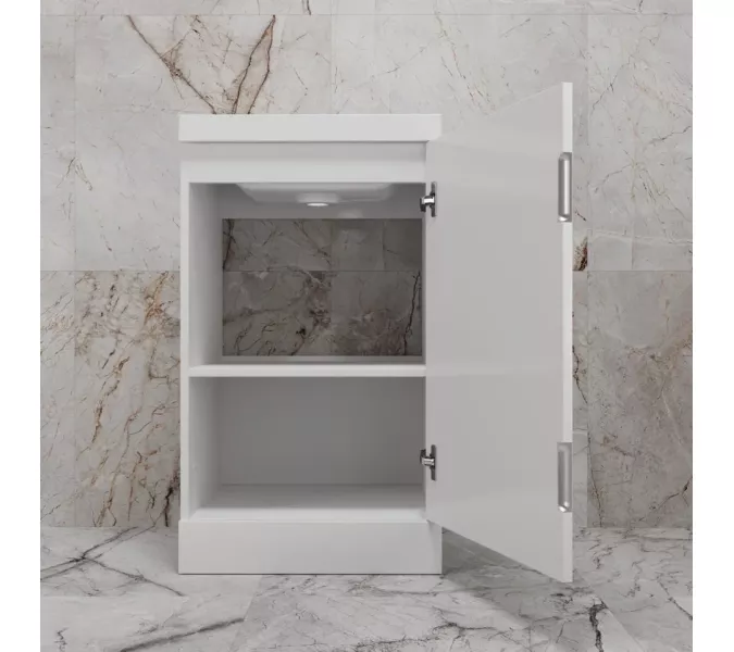 Тумба напольная "МОНО 50" с раковиной ASTI 50, белый глянец, Выбрать цвет: Белый глянец, Внешний вид: с белой раковиной, изображение 5